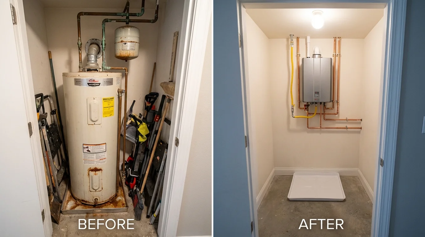 Tank water heater versus wall-mounted tankless unit comparison for Petersburg, MI homeowners